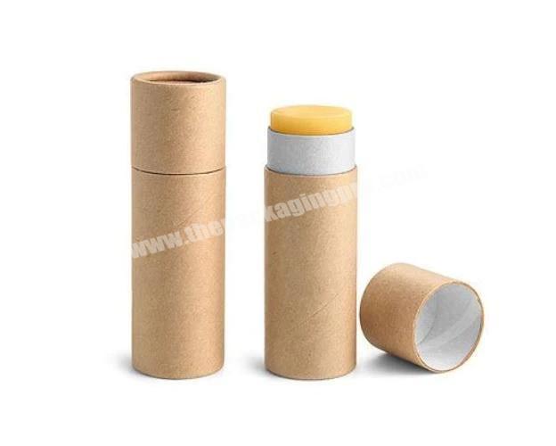 100% Eco-friendly Cardboard Cosmetic Kraft Lip Balm Paper Tube Biodegradable Material Container Packaging