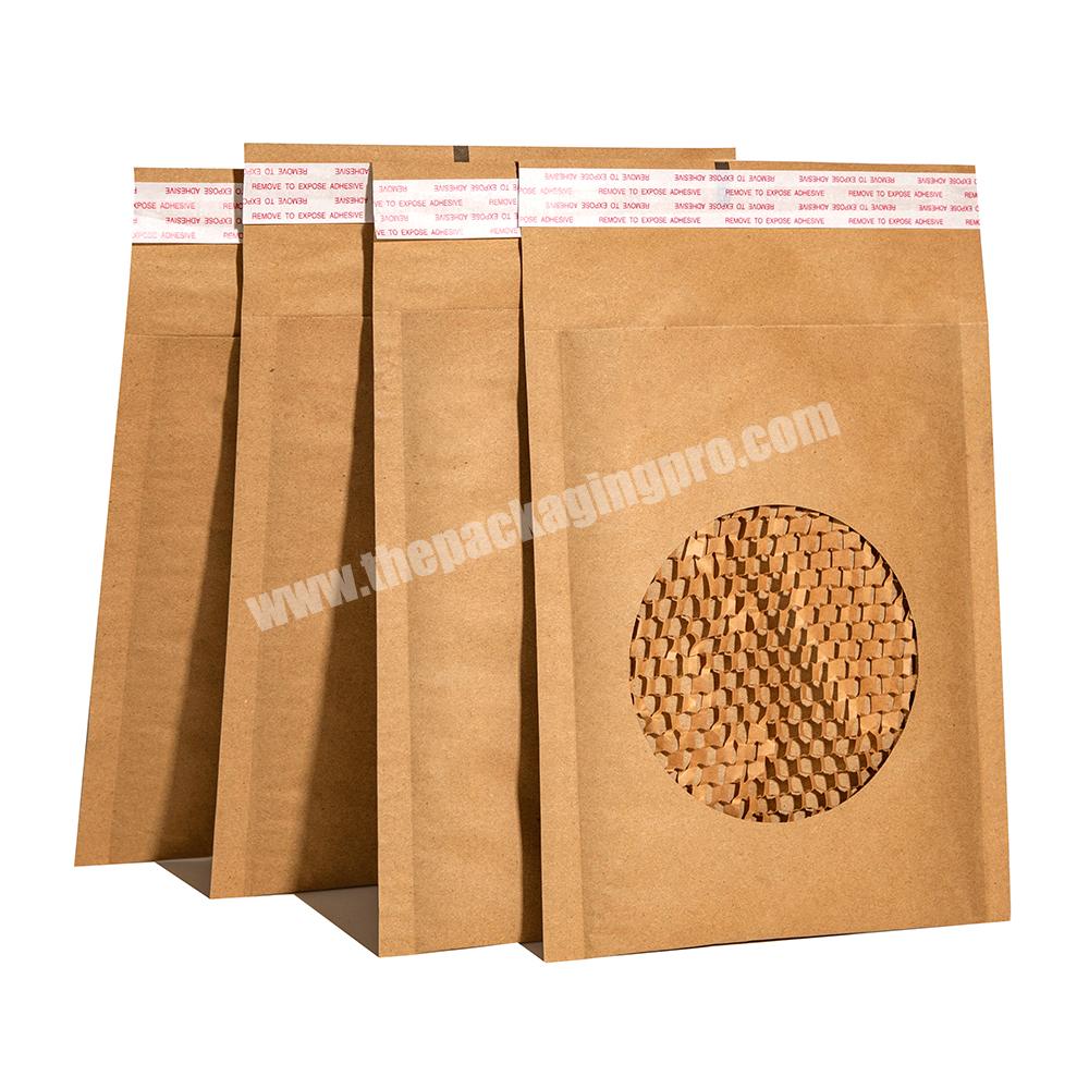 100% Recycle Honeycomb Padded Envelops Kraft Mailer Bags Biodegradable Shockproof Honeycomb Envelope with Adhesive strip