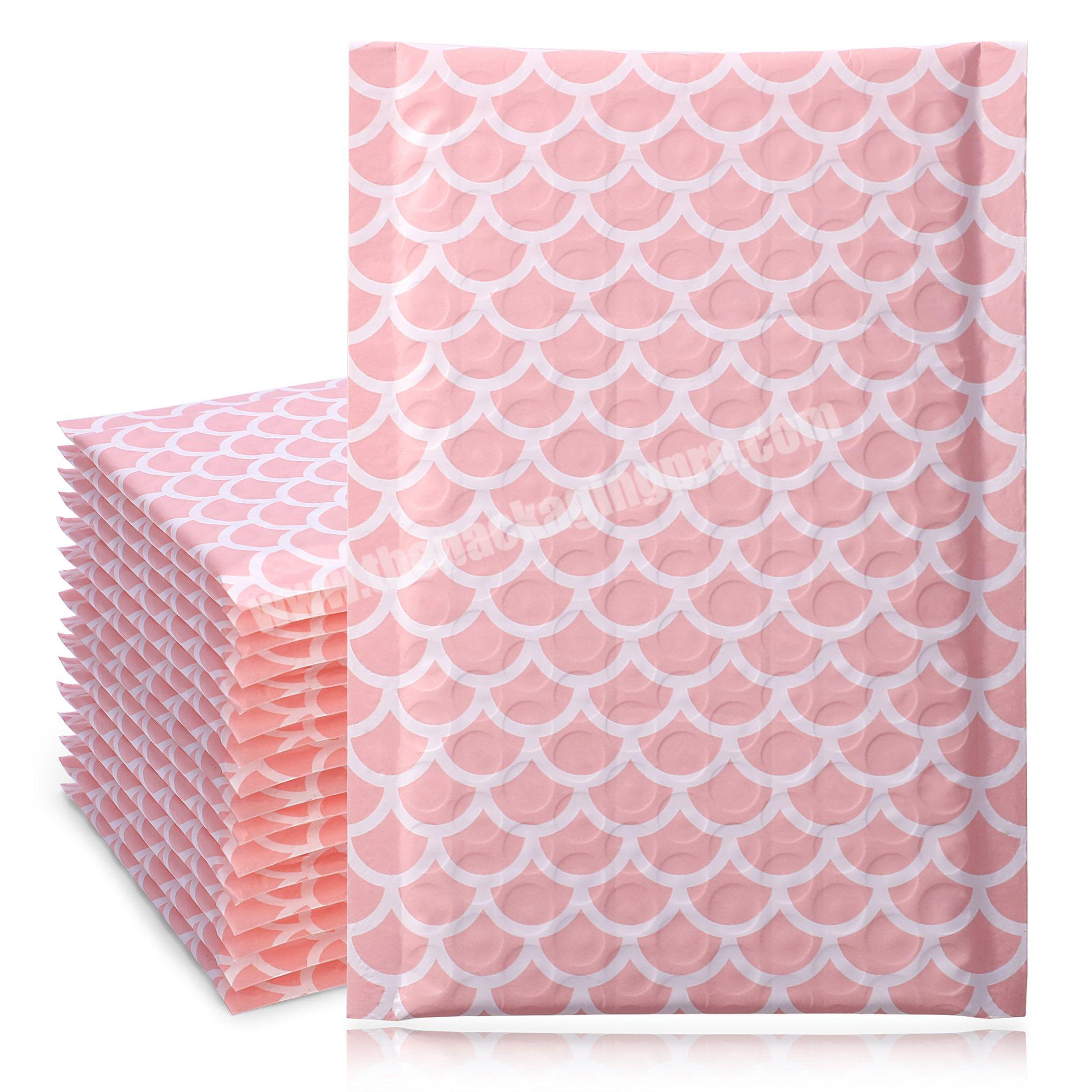 4*8\ Custom Pink Strong Adhesion Waterproof Eco-Friendly Shipping Bags Poly Bubble Mailer