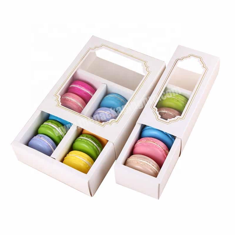 612 Holder Long Chocolate Macarones Boxes White Food Mini Cupcake Box Wholesale Packaging China Cake Box Recyclable Accept