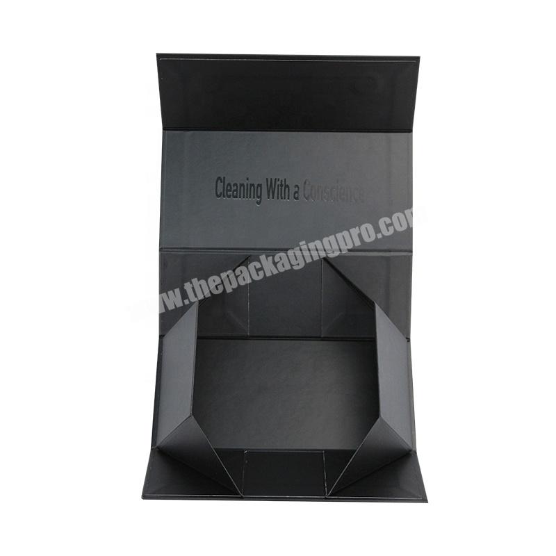 Anti-Scratch Simple And Elegant Black Folding Foldable Magnetic Packaging Gift Box