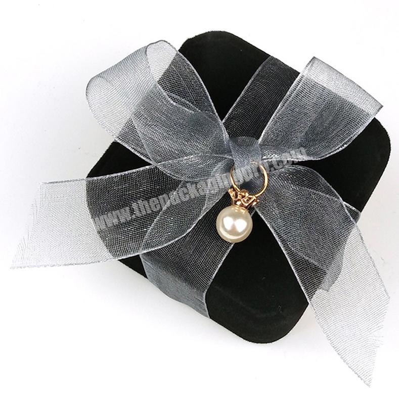 BK11B Small Display Black Velvet Jewelry Trinket Box Custom Logo For Earring Bangle Bracelet Ring Packing