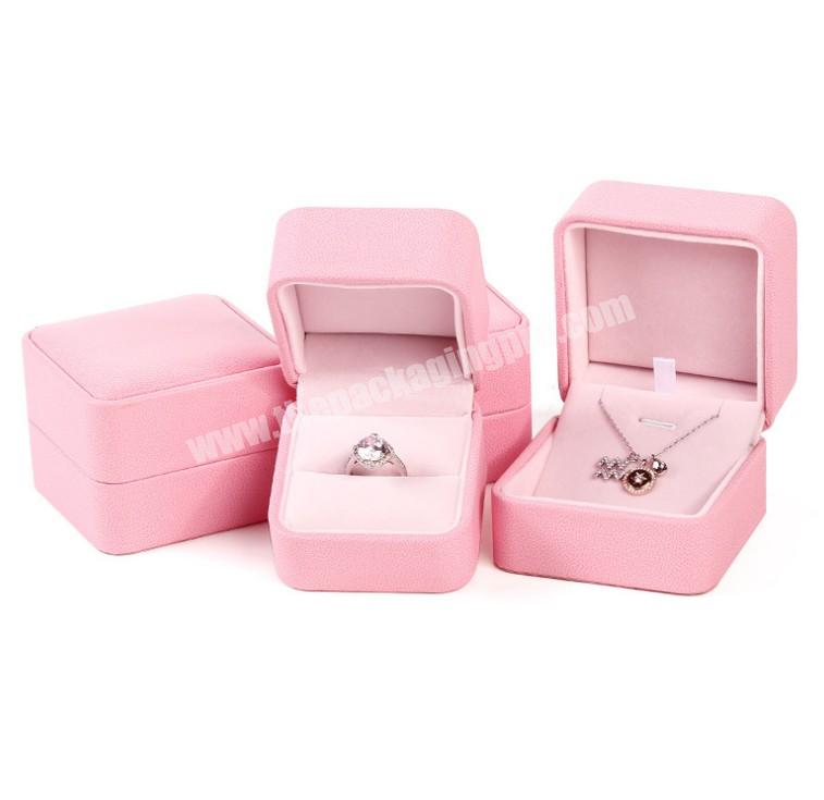 Bespoke Design Ring Necklace Packaging Luxury Custom Logo Printed Leather Pink Jewelry Boxes