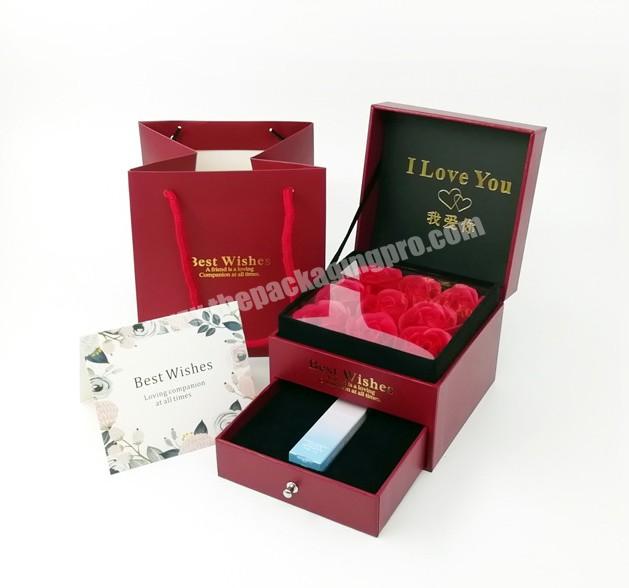 Bespoke Facial Cleanser Box Skin Care Package 2 Layer Perfume Box Preserved Flower Box