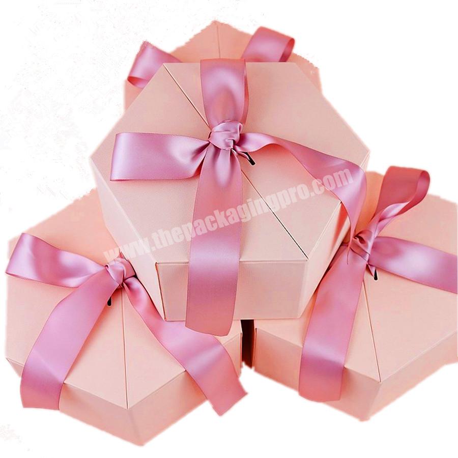 Bespoke Hexagon Flil-open Paper Cosmetic Box Rigid Eco-friendly Lipstick Box Paper Blush Box