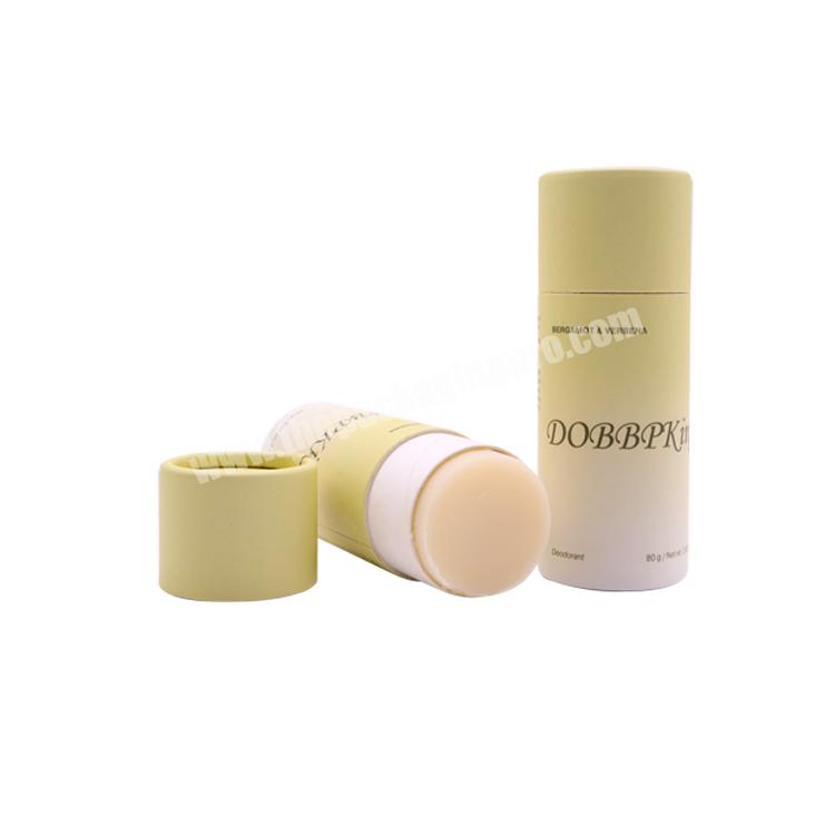 Biodegradable 1oz push up empty cylinder cardboard container lip balm deodorant tube with wax paper