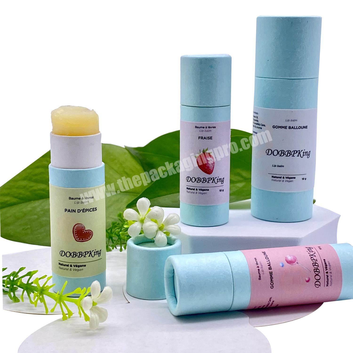 Biodegradable Cylinder Shape Push Up Tube Jar Body Shea Butter Paper Ecofriendly Packaging For Lip Balm