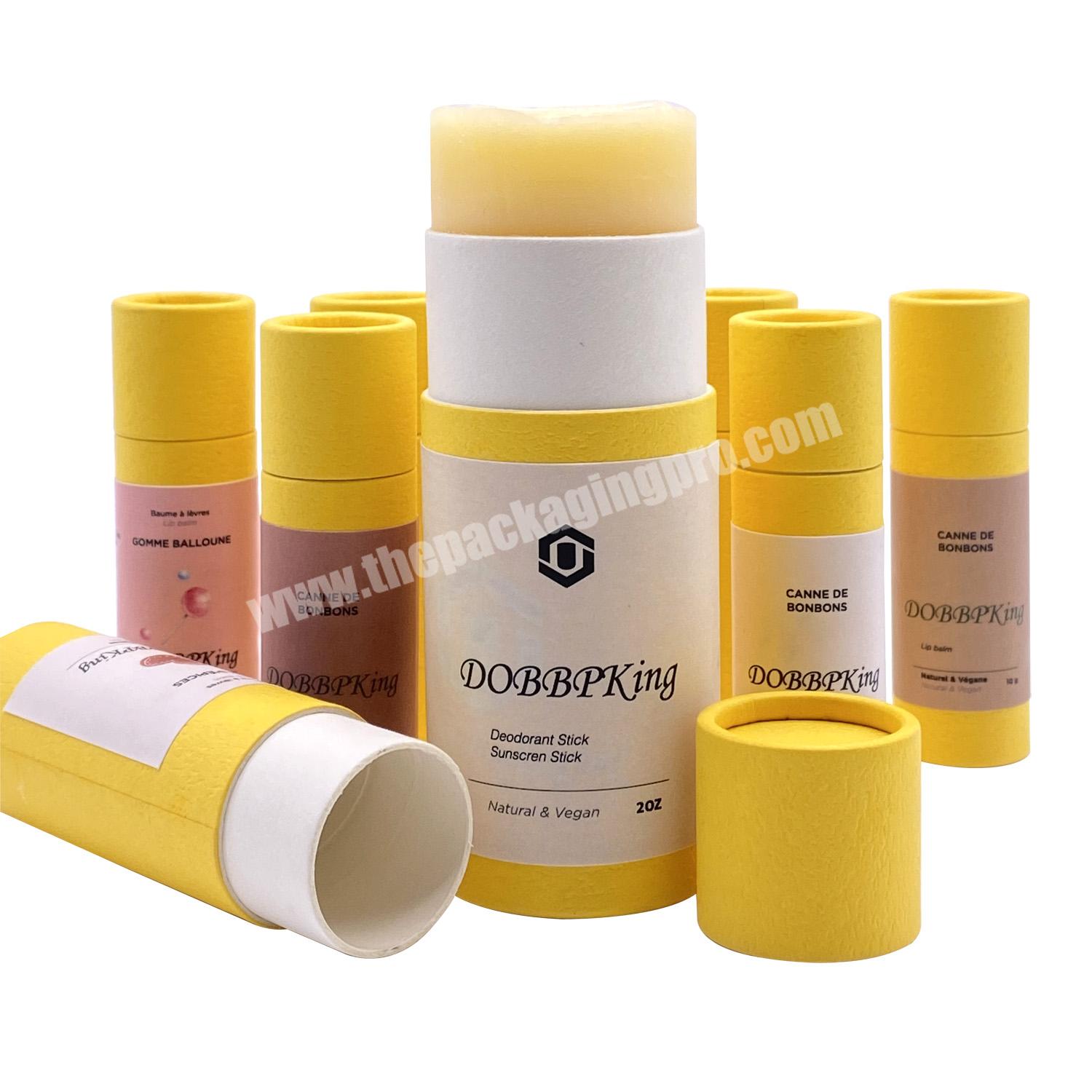 Biodegradable empty cosmetic paper kraft push up lip balm containers tubes for lipstick