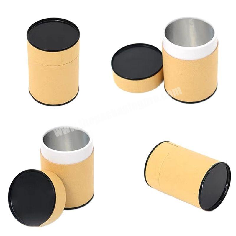 Biodegradable fancy logo printed kraft food grade airtight cylinder paper tube for coffee and teas