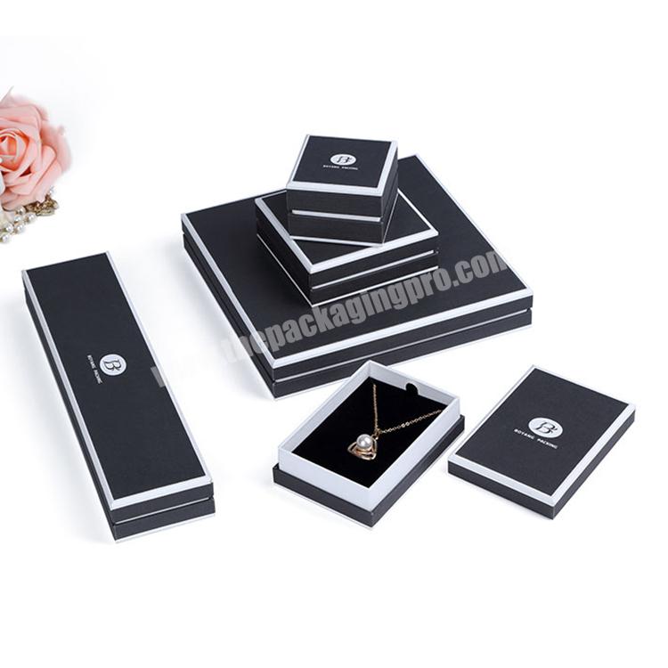 Black  Paper Luxury Jewelry Box Set for Ring Necklace Pendant Bangle Bracelet Long Chain Earrings,jewelry Packaging Box