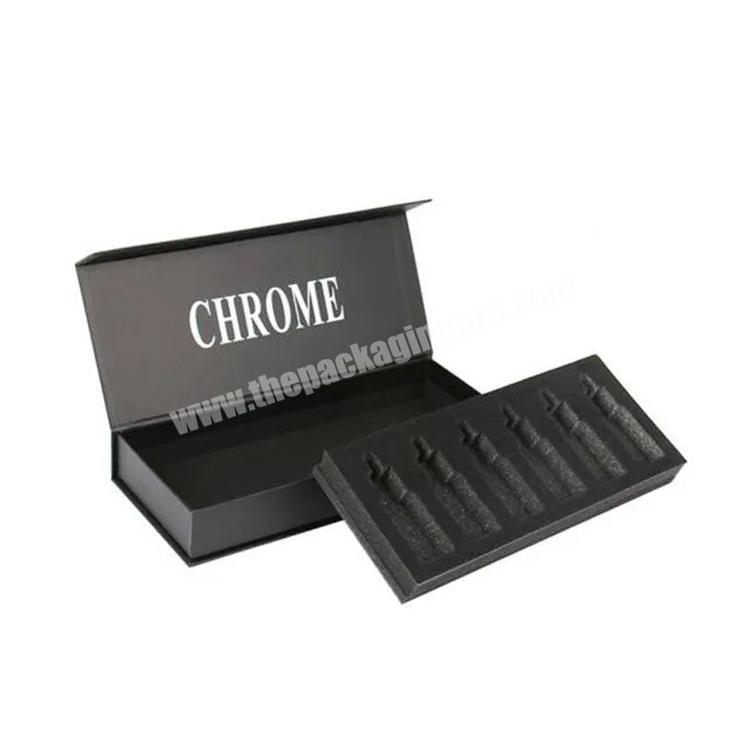 Black Color Customized Magnet Closing Cosmetic Packaging Rigid Cardboard Boxes For Pure Essential Oils Package