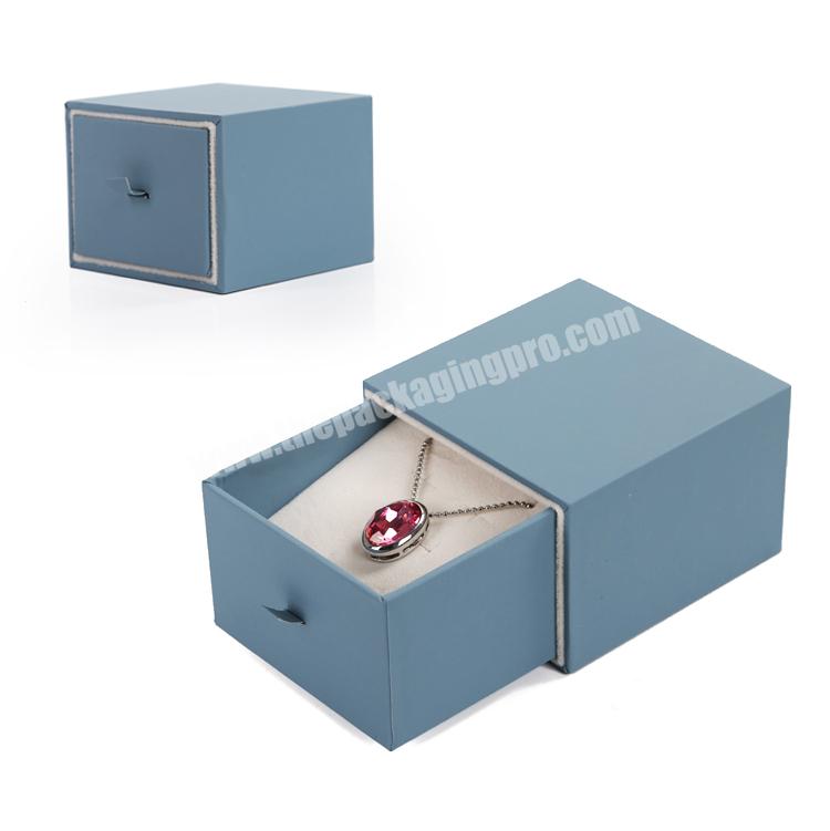 Blue Nice Color Drawer Sliding Box Small Jewelry Packaging Gift Paperboard Box