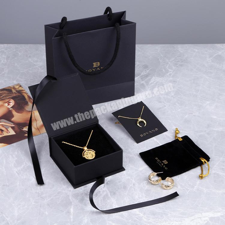 Boyang Cheap Black Book Style Gift Paper Bracelet Necklace Jewelry Package Box