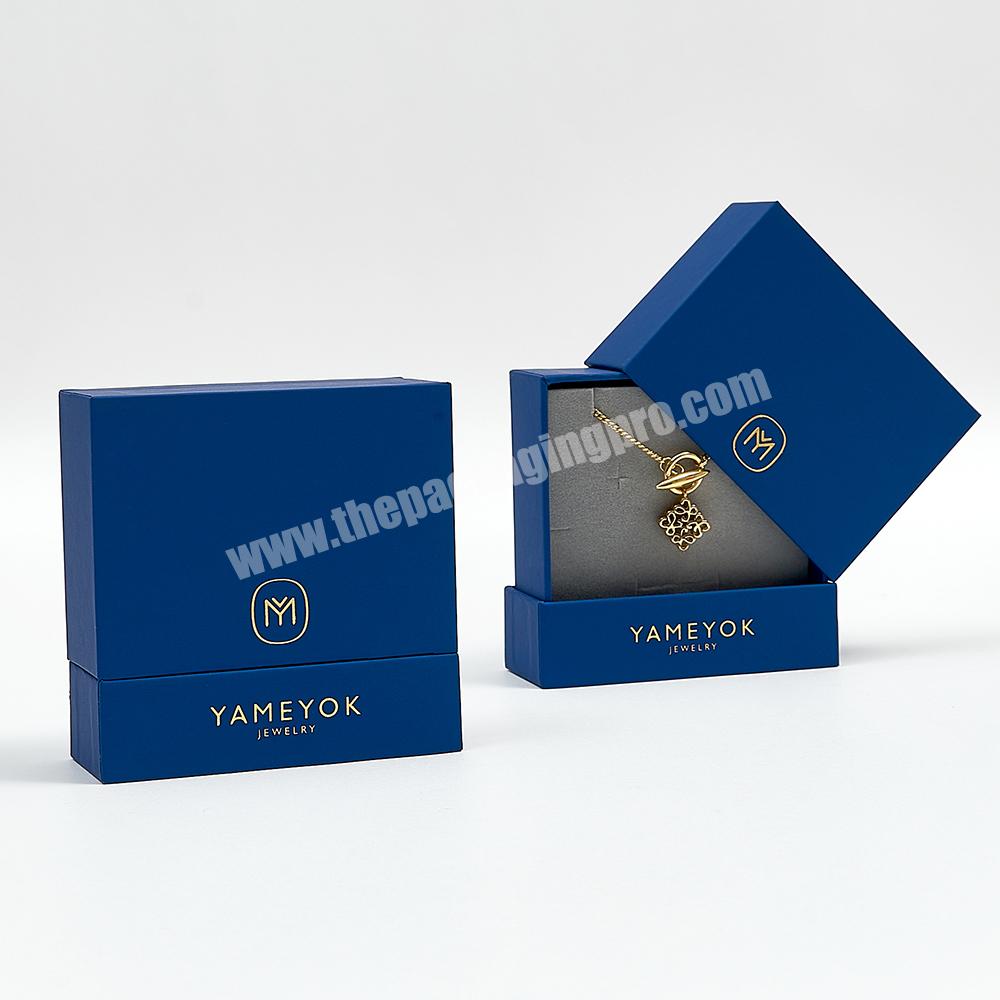 Boyang Custom Blue Paper Luxury Necklace Earrings Jewelry Packaging Gift Box Wholesale