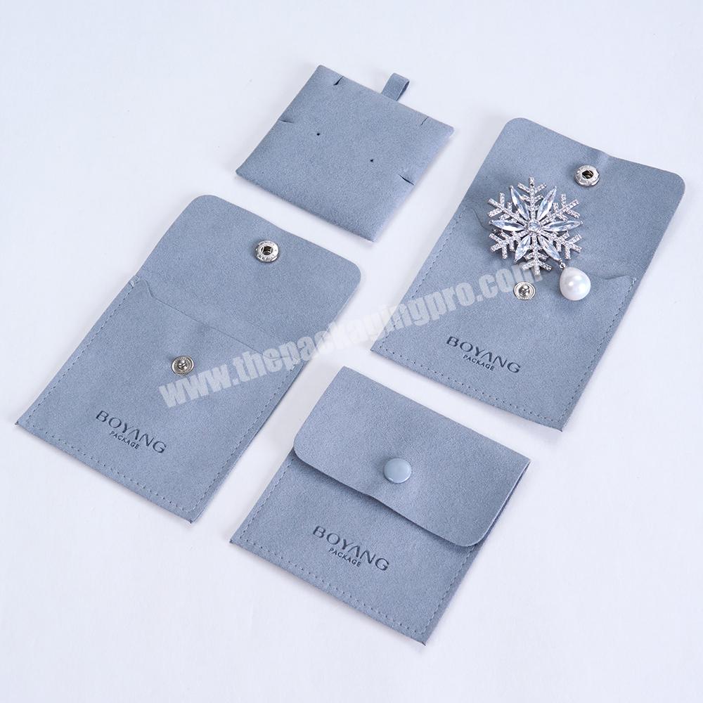 Boyang Custom Cheap Small Grey Snap Travel Microfiber Jewellery Pouch Bag for Jewelry