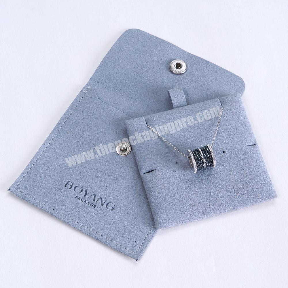 Boyang Custom Cheap Small Grey Snap Travel Microfiber Jewellery Pouch Bag for Jewelry