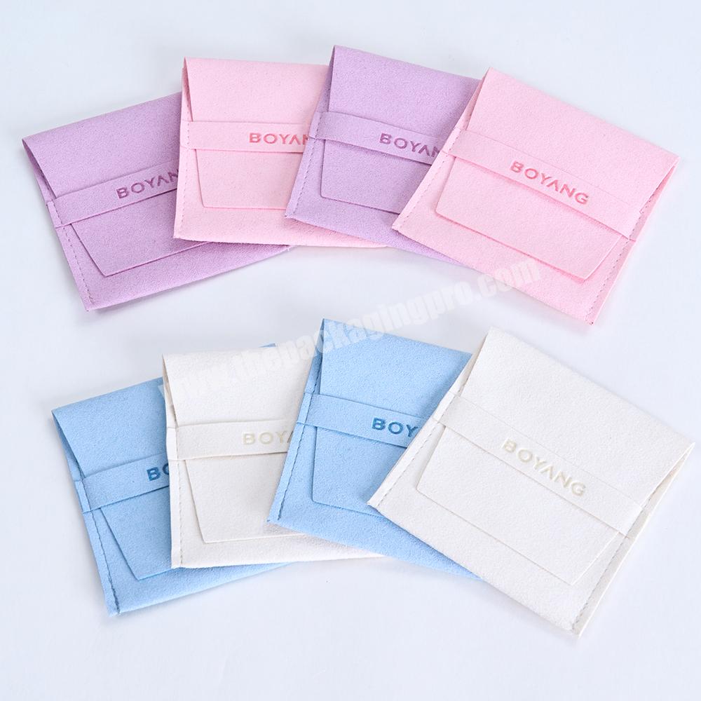 Boyang Custom Color Multifunction Luxury Envelope Flap Microfiber Jewelry Gift Pouch Bag