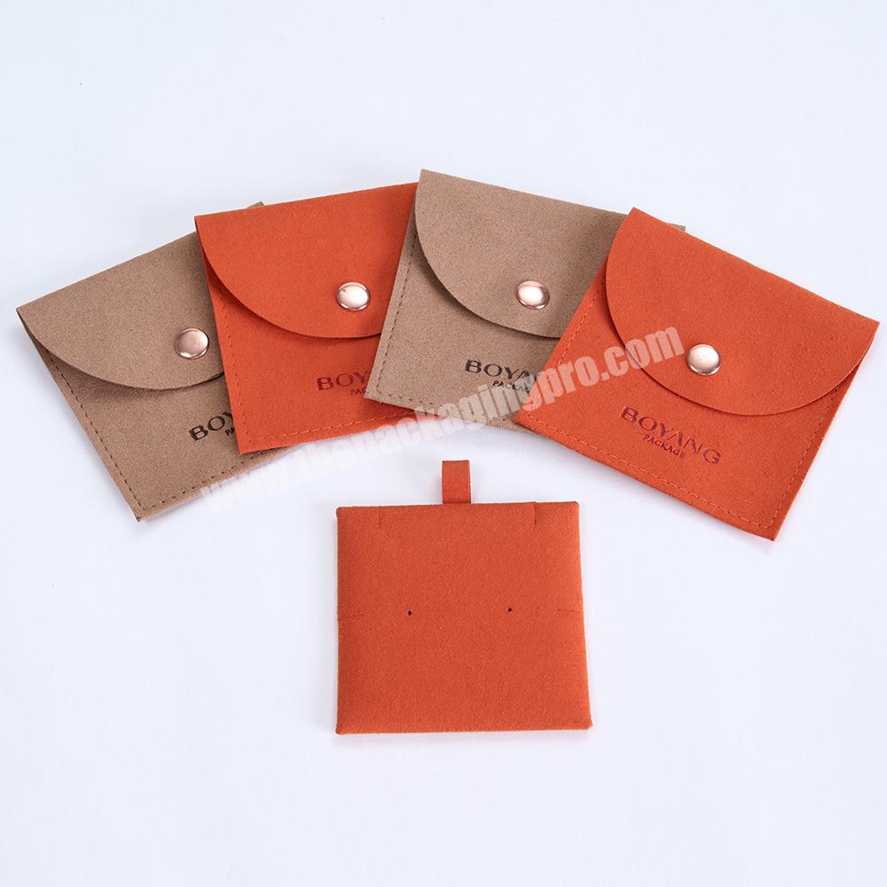 Boyang Custom Colors Gift Packaging Snap Microfiber Suede Jewelry Pouch Bag