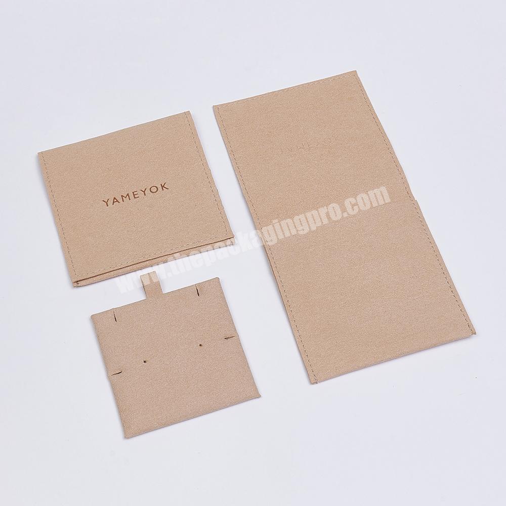 Boyang Custom Earring Necklace Packaging Envelope Flap Microfiber Jewelry Pouch Bag With Logo