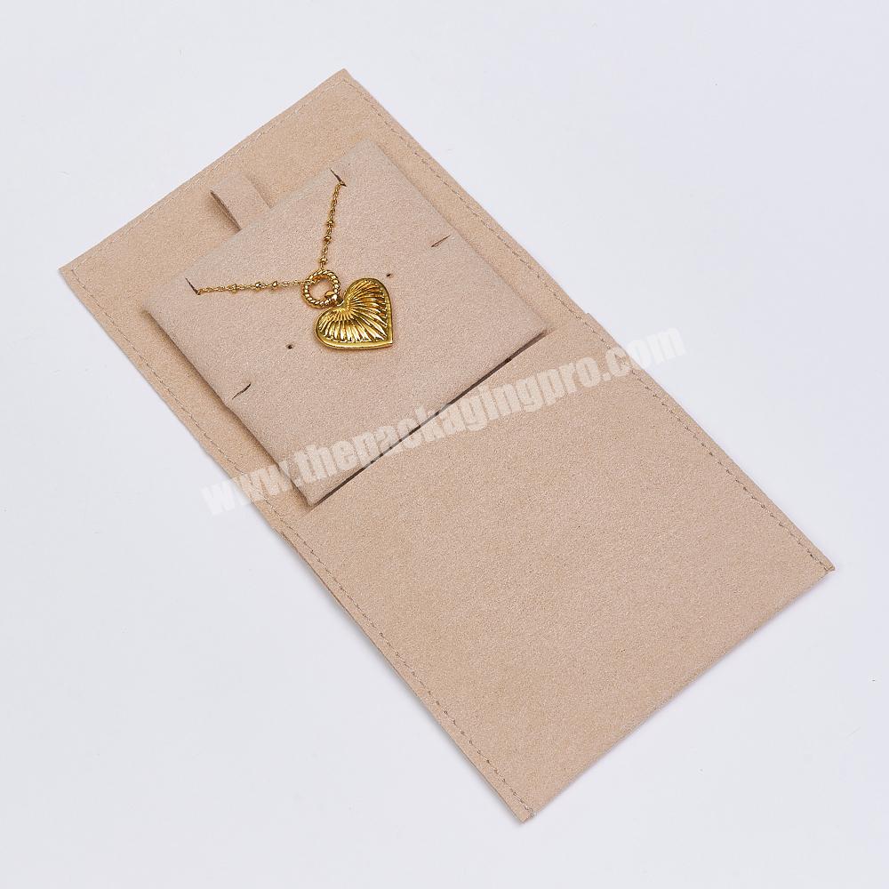 Boyang Custom Earring Necklace Packaging Envelope Flap Microfiber Jewelry Pouch Bag with Logo