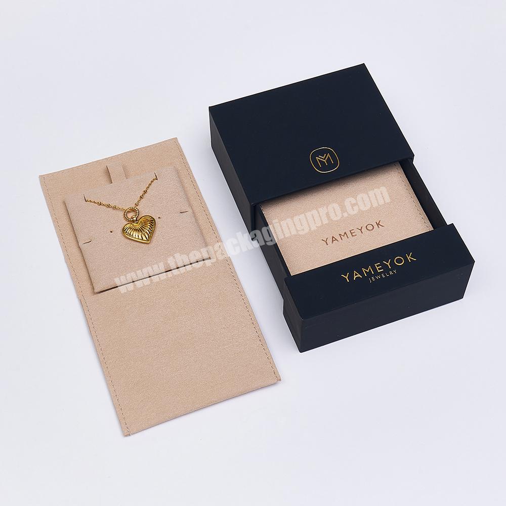 Boyang Custom Earring Necklace Packaging Envelope Flap Microfiber Jewelry Pouch Bag with Logo