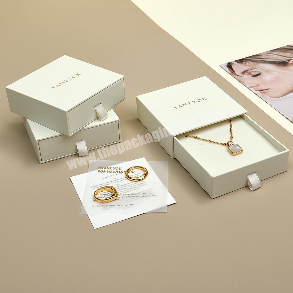 Boyang Custom Eco Beige Bracelet Necklace Earring Ring Packaging Jewelry Sliding Drawer Box