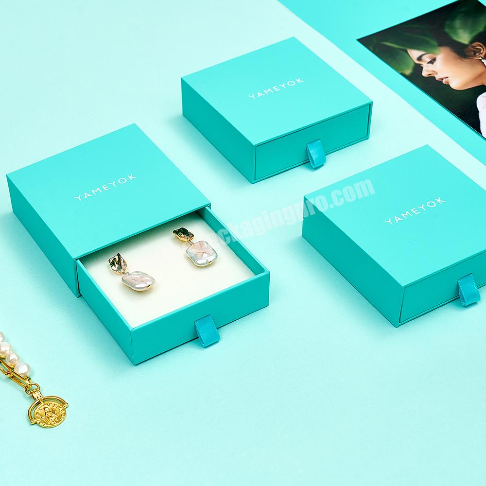 Boyang Custom Eco Friendly Cardboard Paper Green Ring Bracelet Earring Necklace Gift Packaging Drawer Jewelry Box