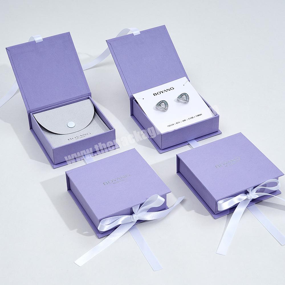 Boyang Custom Eco Friendly Fashion Ppaer Jewelry Set Box Packaging with Pouch
