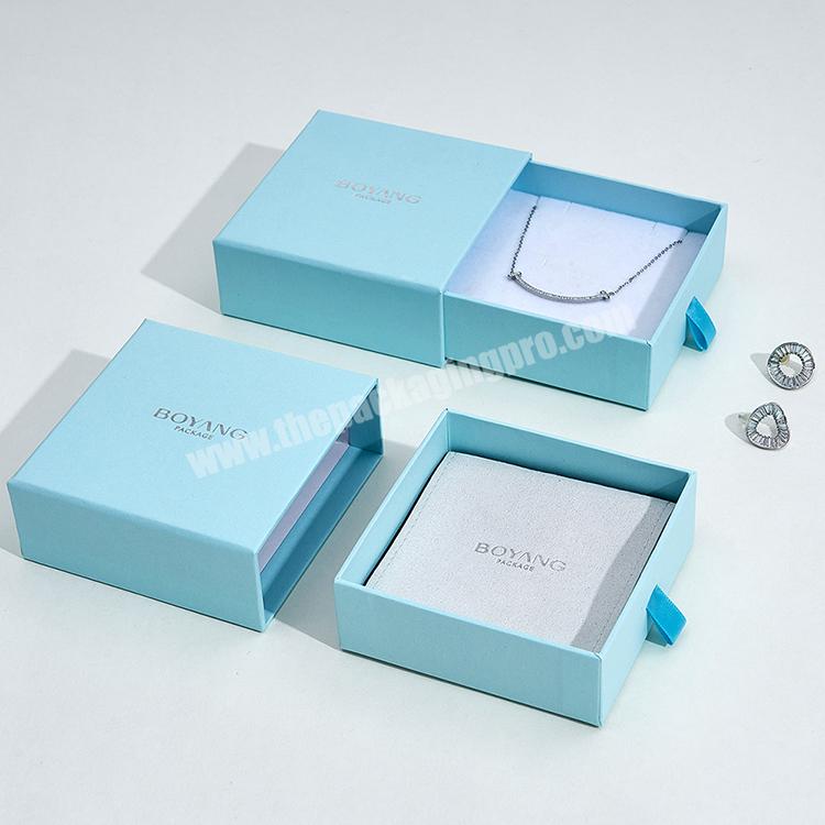 Boyang Custom Gift Packaging Bijoux Box Drawer Paper Green Jewelry Set Box Wholesale