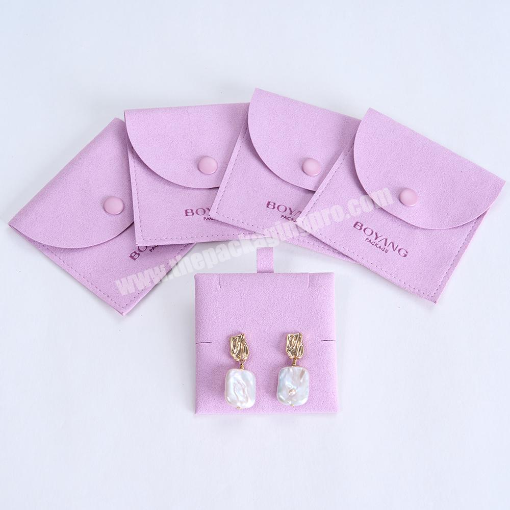 Boyang Custom Jewellery Bag Jewelry Packaging Bags Small Envelope Flap Microfiber Jewelry Pouch