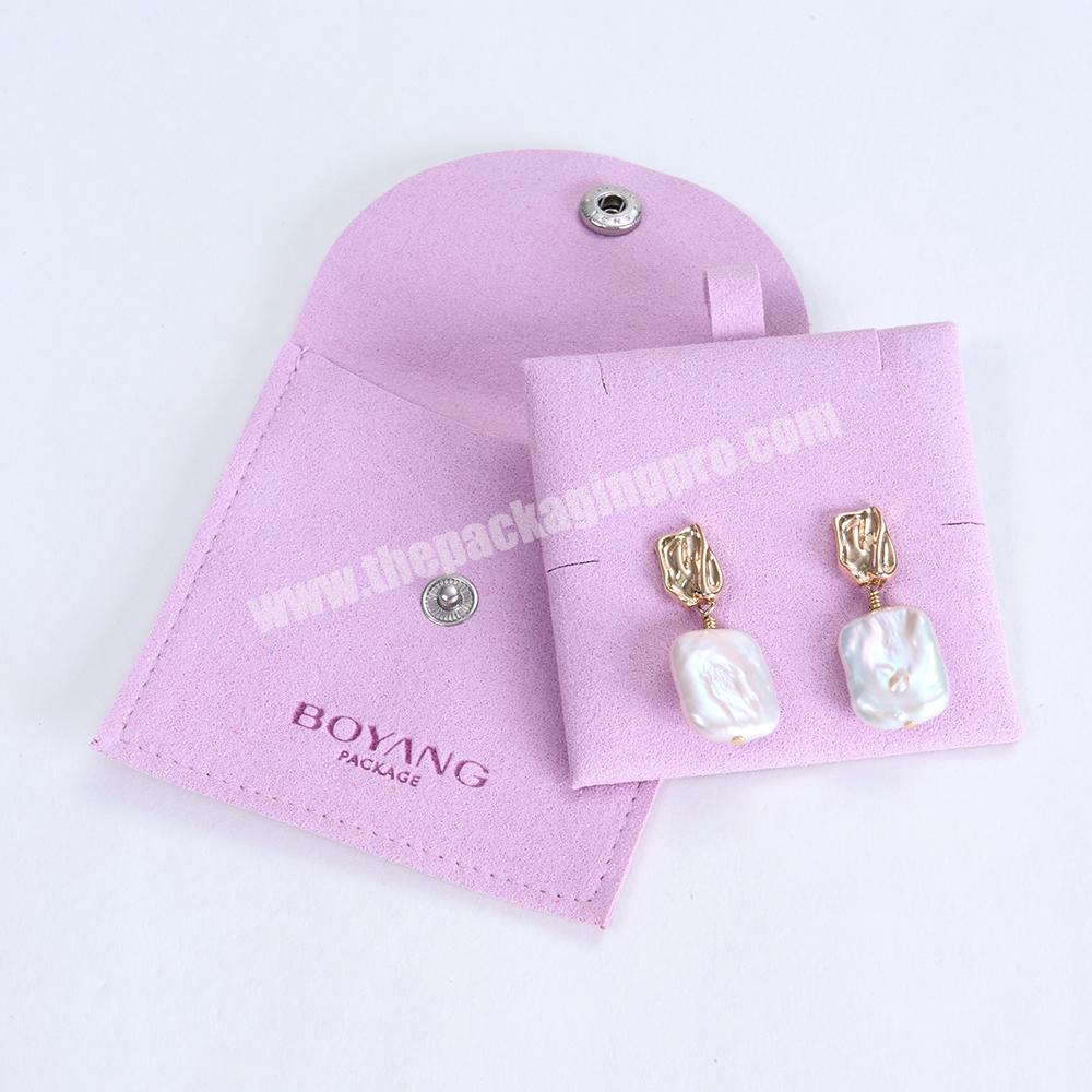 Boyang Custom Jewellery Bag Jewelry Packaging Bags Small Envelope Flap Microfiber Jewelry Pouch