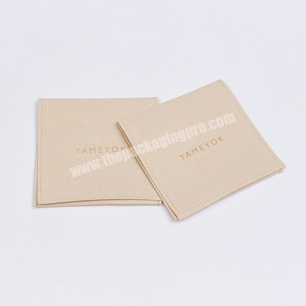 Boyang Custom Jewelry Packaging Bags Small Envelope Flap Microfiber Jewelry Pouch with Box