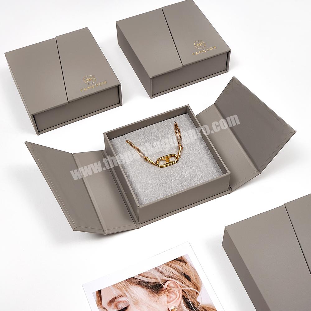 Boyang Custom Logo Double Open Door Paper Bracelet Earring Ring Necklace Jewelry Box Packaging