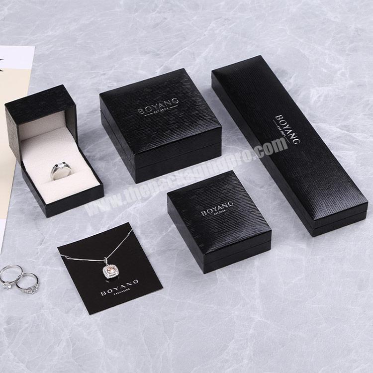 Boyang Custom Logo Fashion Luxury Branded Black Paper Gift Necklace Ring Jewelry Boxes Packaging