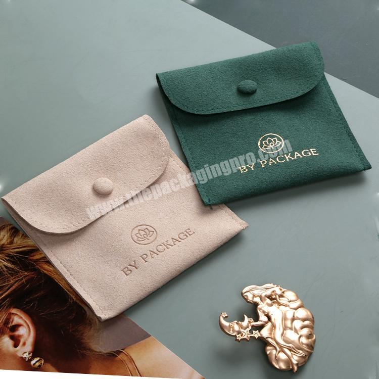 50 Personalized Logo Print Jewelry Pouch Snap Button Bags Custom Earrings  Packaging Pouch Brooch Ring Gift Bags Wholesale Any Size 