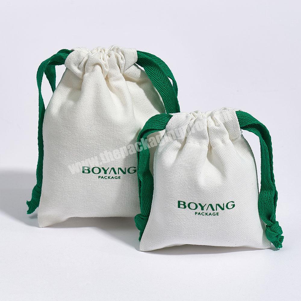Boyang Custom Logo Jewelry Packaging Bags Small Cotton Jewelry Drawstring Bag Pouch
