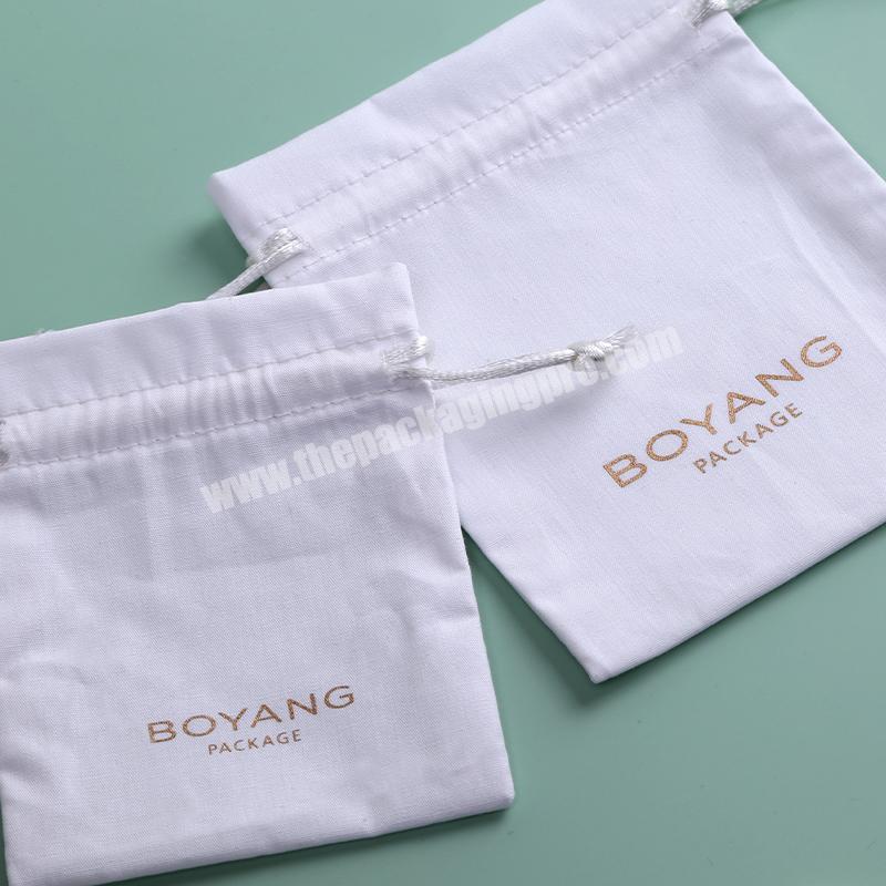 Boyang Custom Logo Multifunction Organic Cotton Jewelry Bag Drawstring with Logo