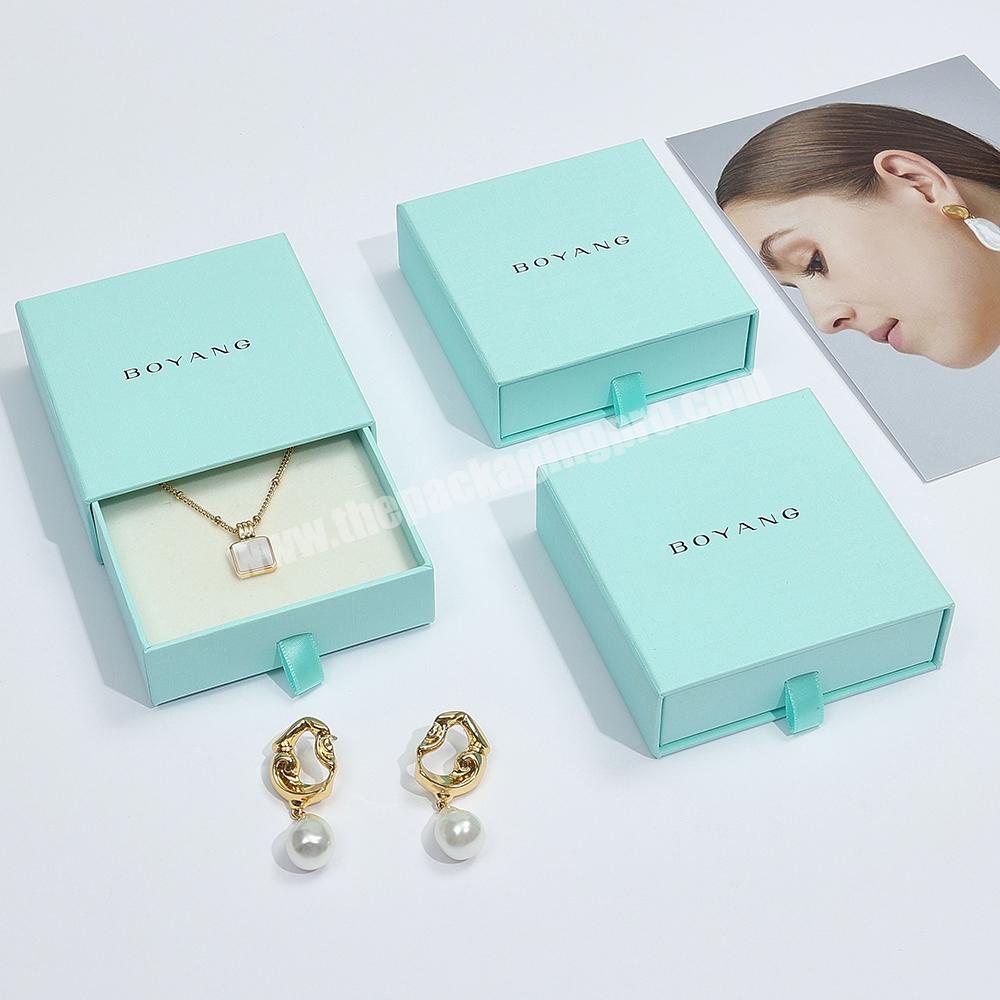 Boyang Custom Logo New Arrival Paper Drawer Jewelry Necklace Earring Packaging Box