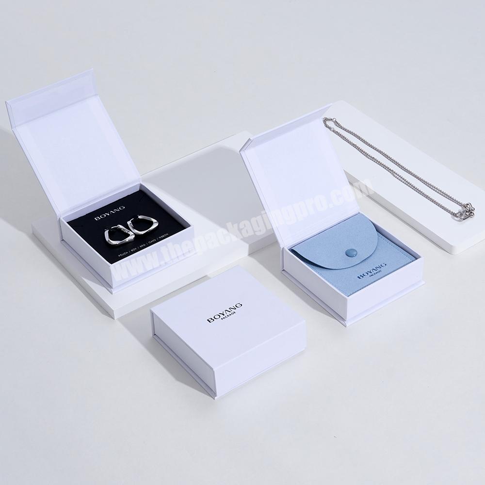 Boyang Custom Logo Printed Gift Packaging White Cardboard Bracelet Pendant Necklace Jewelry Paper Package Box