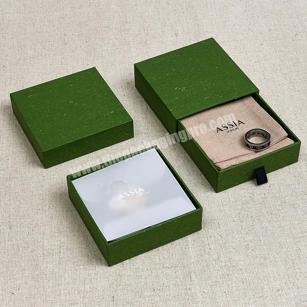 Boyang Custom Logo Printed Recyclable Green Paper Drawer Jewelry Box Packaging