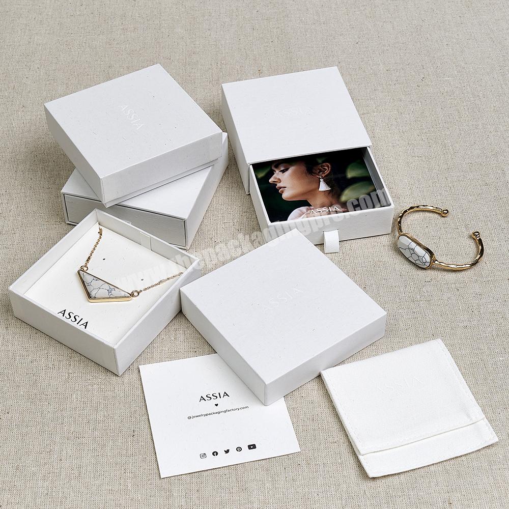 Boyang Custom Logo Printed Recyclable White Paper Gift Packaging Necklace Bracelet Jewelry Box