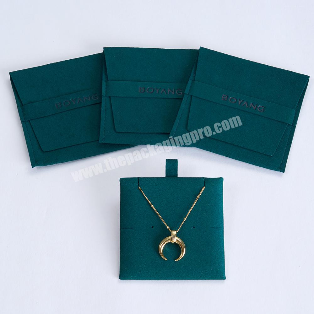 Boyang Custom Logo Printed Small Envelope Earring Necklace Jewelry Microfiber Pouch Bag