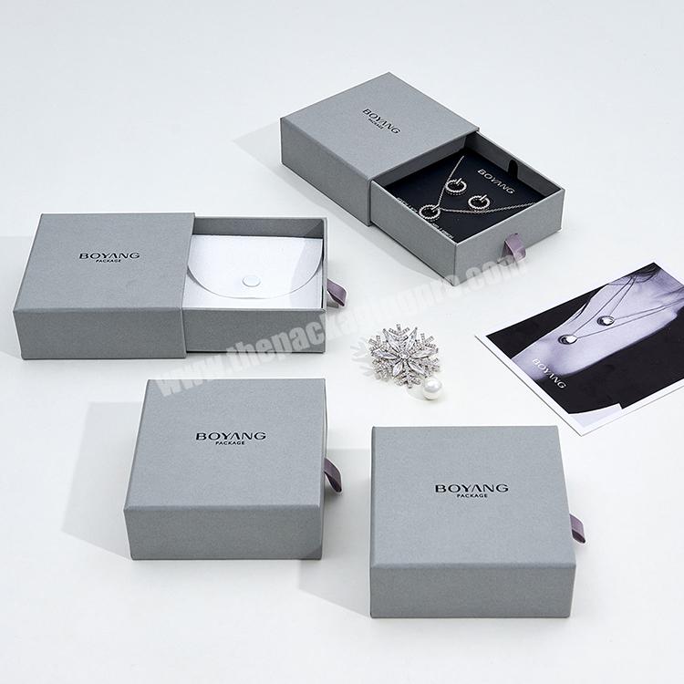 Boyang Custom Logo Small Paper Sliding Gift Jewelry Necklace Earing Box Packaging
