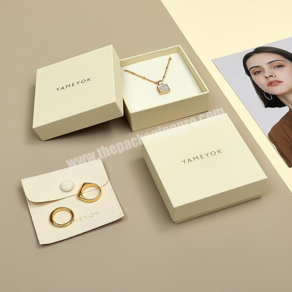 Custom Luxury Eco Beige Paper Ring Necklace Jewelry Box Packaging with ...