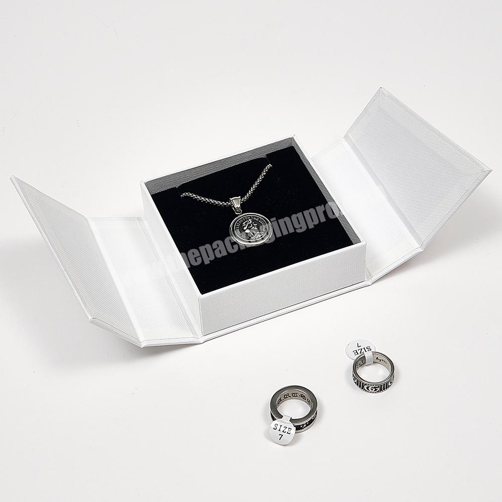 Boyang Custom Paper Cardboard Necklace Earring Bracelet Ring Packaging Box White Double Door Jewelry Box