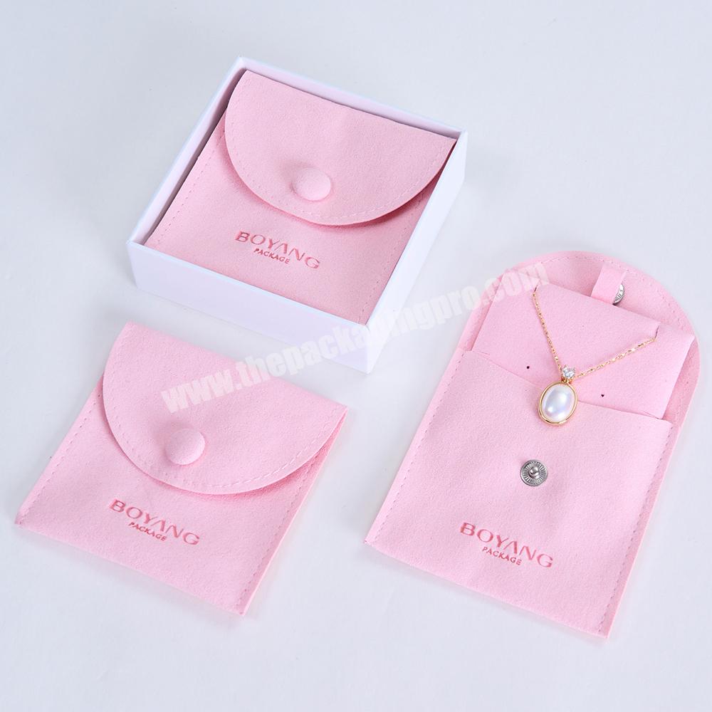 Boyang Custom Pink Multifunction Envelope Jewelry Package Pouch Microfiber Jewelry Bag with Insert Card