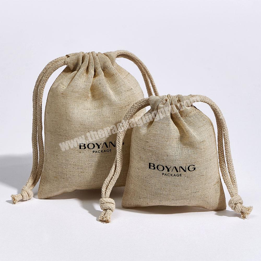 Boyang Custom Reusable Multi-color Small Drawstring Gift Storage Jute Jewelry Pouch Bag