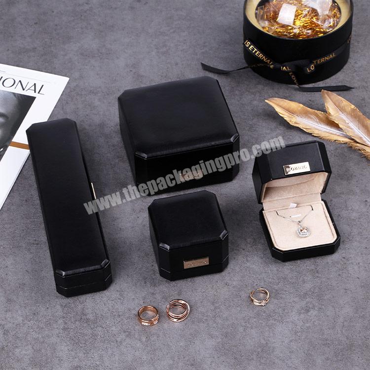 Boyang Custom Ring Pendant Bracelet Packaging Black PU Leather Jewelry Box