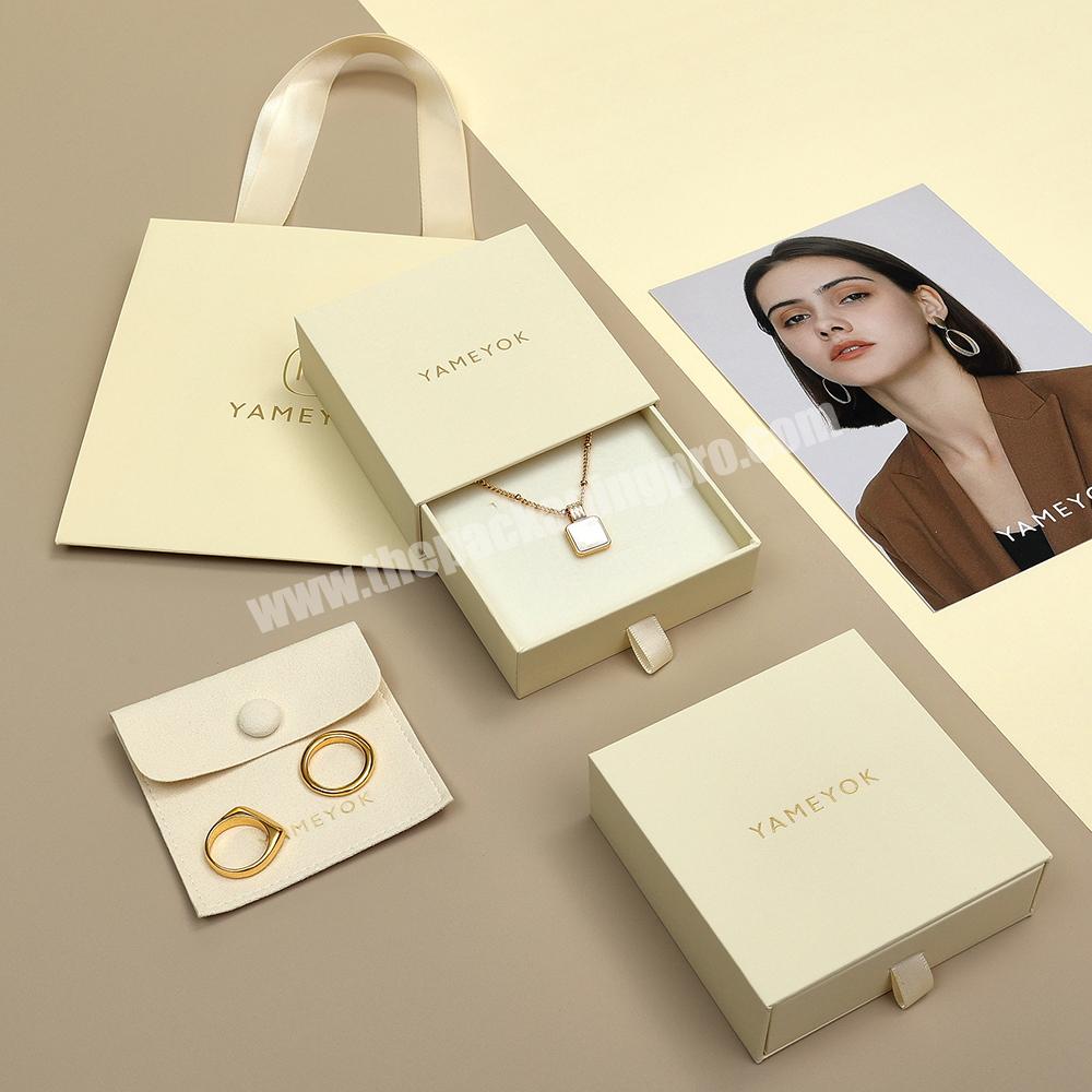 Boyang Custom Small Paper Cardboard Drawer Ring Necklace Earring Packaging Jewelry Box with Logo Printed