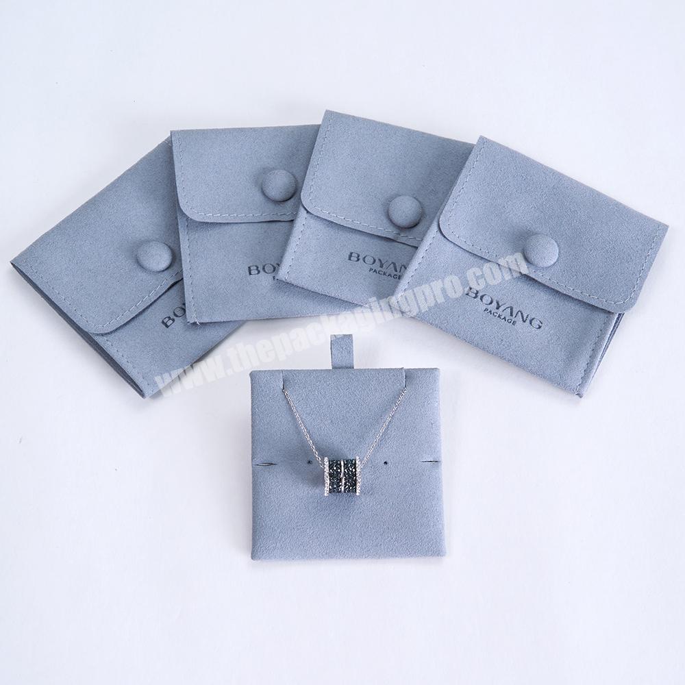 Boyang Custom Suede Microfiber Jewelry Bag Gift Microfiber Pocket Flap Bag Jewelry Pouch